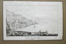 1836 Veduta di AMALFI Salerno rame Matteo Camera Istoria della città e Costiera 
