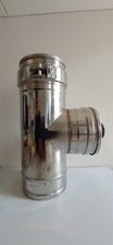 raccordo inox a T con doppia parete 130/80 con 2 tappi d'ispezione