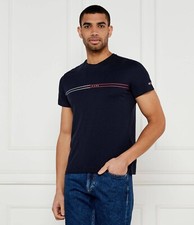 T shirt Tommy Hilfiger uomo blu in cotone in manica corta di tendenza in PROMO