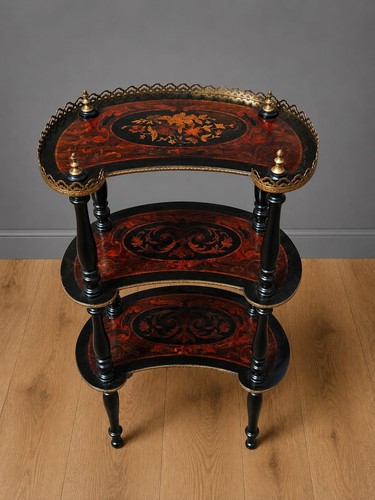 Tavolino etagere intarsiato - tavolino,