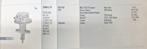 Pompa gasolio bcd 1961 - 1961/7, per