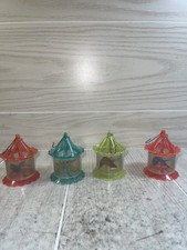 4 FILATORI GABBIA UCCELLINI VINTAGE MCM ADDOBBI ALBERO DI NATALE