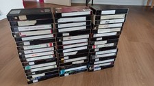 Lotto di 48 videocassette VHS registrate più volte (3 senza custodia di cartone)