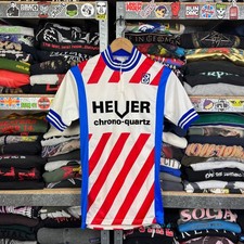 MAGLIA CICLISMO VINTAGE ANNI 80 HEUER CHRONO-QUARTZ BURDIGALA SPORT FRANCE taglia T3 ~S/M