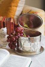 Antico vaso da biscotti vittoriano inglese placcato argento