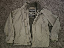 Giacca uomo ABERCROMBIE FITCH Adirondack tela militare foderata pelliccia zip grande