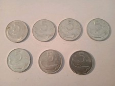7 Monete Da 5 Lire Dal 1971 Al