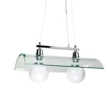 Lampadario in vetro trasparente e acciaio cucina o studio 2 luci Perenz Moderno