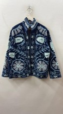Giacca blu velluto ricamato