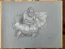 Edgar Degas Serigrafia di Ballerina Pastello Disegno 26” X 20”.