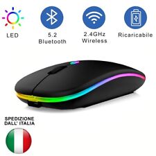 MOUSE SENZA FILI WIRELESS 2.4GHz BLUETOOTH 5.2 RICARICABILE LED RGB