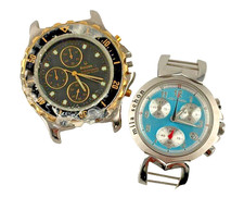 Lotto 2 Orologi Chrono Non Funzionanti Quarzo Analogici Acciaio per Ricambi