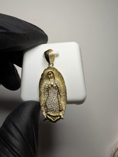 Ciondolo oro su argento 925 massiccio Moissanite Vergine Maria Signora di Guadalupe