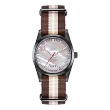 Emas 'Deep Sea" Quarzo Acciaio Data Marrone Grigio Perle Tessuto Orologio Unisex