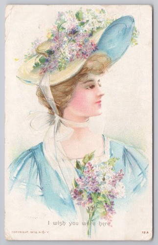 Postcard art nouveau - art,