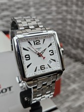 Orologio svizzero uomo vintage Tissot Quadrato quadrante bianco acciaio inox
