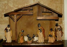 PRESEPE CAPPELLA NATIVITA' ARREDO ETNICO NATALE PRESEPIO CAPANNA INDIA LEGNO 46