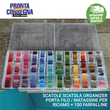 SCATOLE SCATOLA ORGANIZER PORTA FILO / MATASSINE PER RICAMO + 100 FARFALLINE R