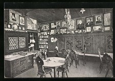 Bolzano, Ca'de Bezzi, l'interno di una sala, cartolina 