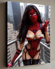 Quadro boudoir donna ragno nudo xxx con certificato di autenticità - tela incorniciata 40x30 cm