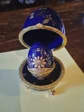 Coppia uova porcellana blu cobalto