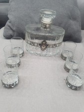 Set  bottiglia e sei bicchierini Cristallo/Argento M.C. Sterling