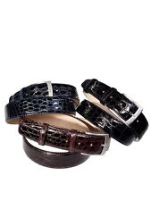 Cintura uomo in coccodrillo fianco fodera di pelle cuoio nabuck 4cm  fibbia free
