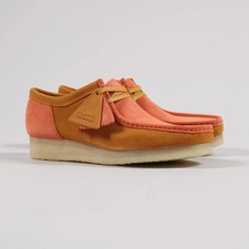 NUOVE SCARPE DA UOMO CLARKS ORIGINALS WALLABEE 2CLR ARANCIONE COMBI SCAMOSCIATE TAGLIA UK 7,5