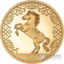 Moneta oro CAVALLO anno lunare 1000 Togrog Mongolia 2026