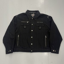 Giacca vintage anni 90 Harley Davidson nera boxy denim anni 90