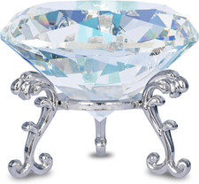 80Mm Fermacarte Diamante in Cristallo Trasparente Con Supporto Diamanti Fermacar