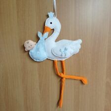 FIOCCO NASCITA CICOGNA CON BIMBO FATTO A MANO DECORAZIONE LIETO EVENTO BIBERON