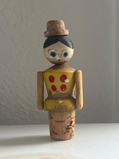 Antico Tappo Bottiglia Vino Legno Spingi Sughero Vintage Cantina Legno Strumento Cappello Giallo