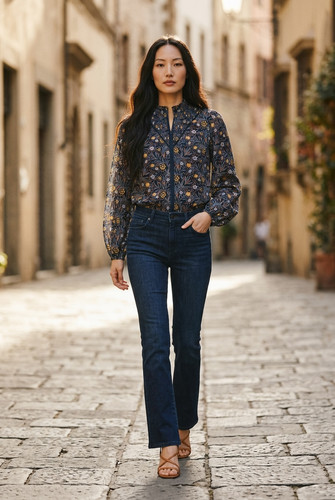 Blusa chiffon floreale - chiffon,