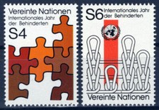 Nazioni Unite Vienna 18-19 MNH Puzzle Pezzi Anno dei Disabili ZAYIX 1024S0473M