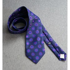 CRAVATTA  VINTAGE  SETA 100% POIS VIOLA