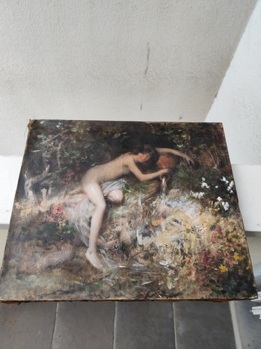 Huile sur toile ancienne - , femme