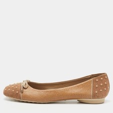 Tods Beige Leather and Suede Gommini Ballet Flats Size 39