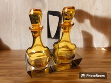 Set condimento Olio e Aceto Vintage Acciaio-Vetro Ambrato
