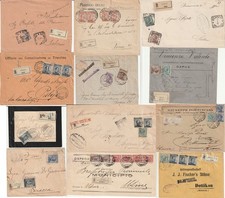 Lotto di 12 RACCOMANDATE di cui 1 x l'estero 1909/23 con Michetti o miste Leoni