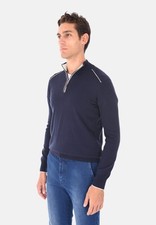 Cardigan Uomo Zip Invernale Cotone e Cashmere Maglione Collo Alto con Cerniera