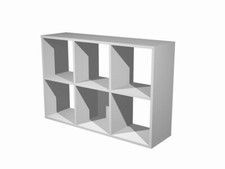 Libreria a giorno a 6 caselle per ufficio modulare affiancate e sovrapposte