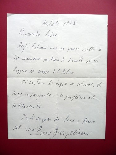 Autografo piero bargellini - autografo,