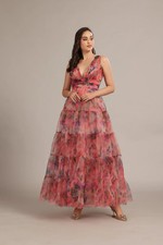 Maxi abito in tulle floreale
