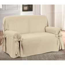 Copripoltrona con laccetti in panama Aprica - 1 posto beige