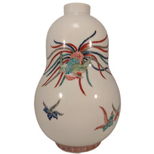 Japanese Arita Porcelain Gourd Shape Vase Sakaida Kakiemon 12th Phoenix Flowers