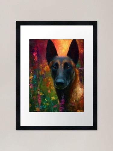 Quadro malinois con fiori - con,