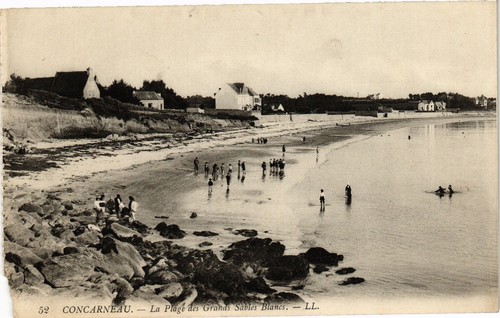Cpa concarneau plage - la, des