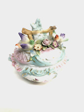 ANTICA CIOTOLA CON COPERCHIO PORCELLANA Sitzendorf PORTAGIOIE DECORO FIORI '800