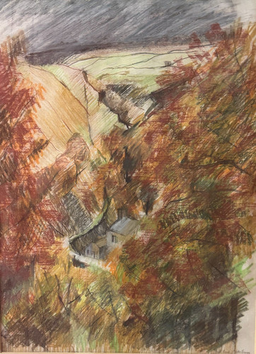 Quadro paesaggio acquerello